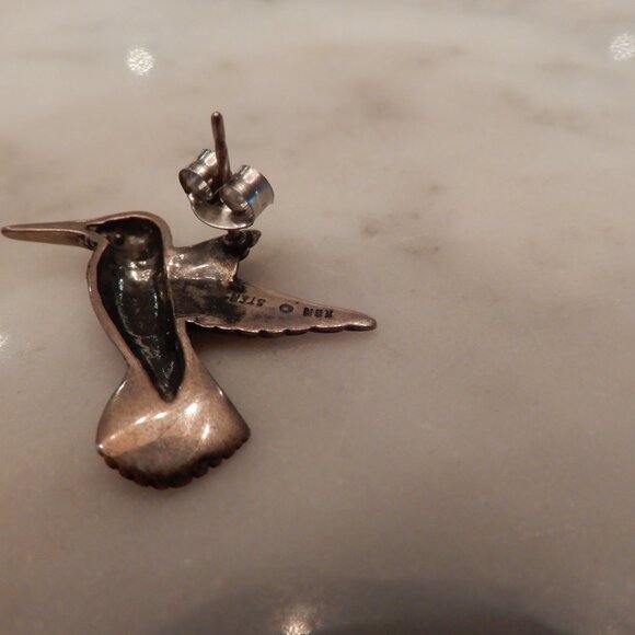 Kabana Vintage Silver Humming Bird Earrings - Picture 5 of 5